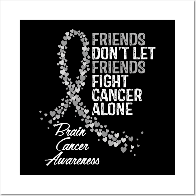 Friends Dont Let Friends Fight Cancer Alone Brain Cancer Awareness Wall Art by RW